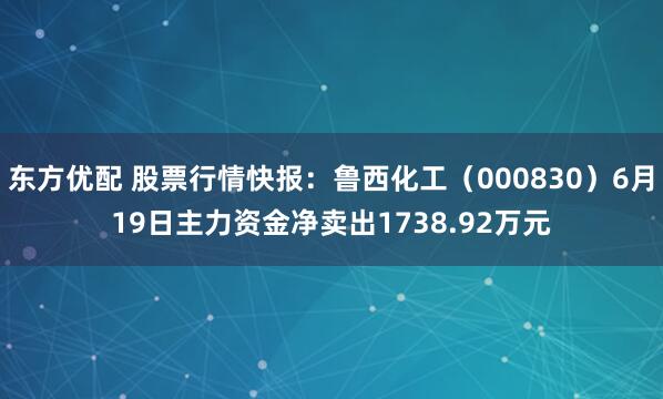 东方优配 股票行情快报:鲁西化工(000830)6月19日主力资金净卖出1738.92万元