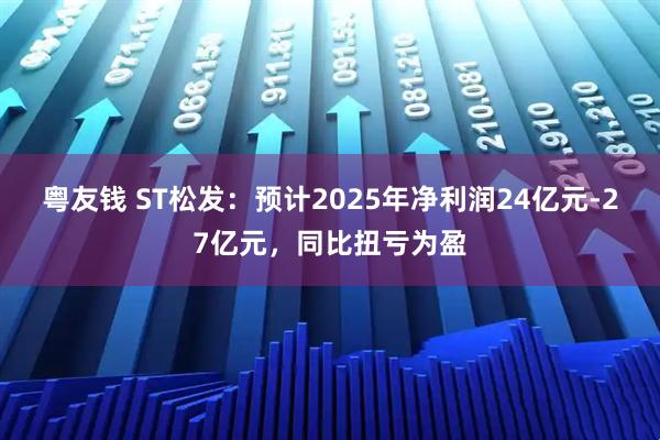 粤友钱 ST松发：预计2025年净利润24亿元-27亿元，同比扭亏为盈